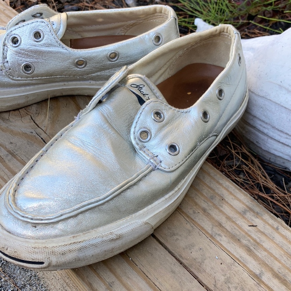 Silver boat shoes